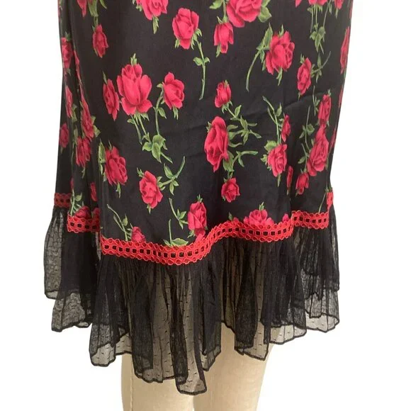 Betsey Johnson Floral Rose Silk Slip Dress P/M - Picture 7 of 8
